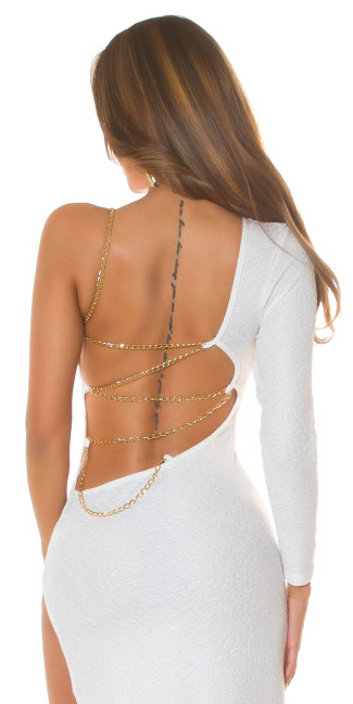 Glitter maxi jurk met chain details wit